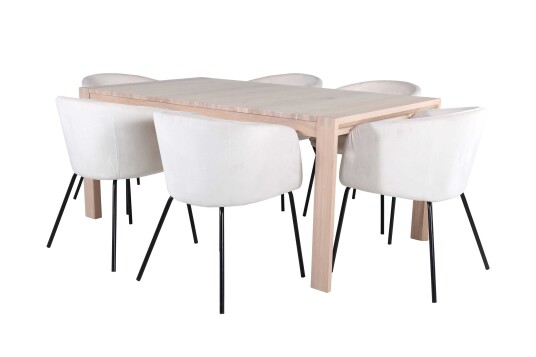 Venture Design Slider & Berit spisegruppe Beige/natur 6 stoler & bord 170 x 95 cm
