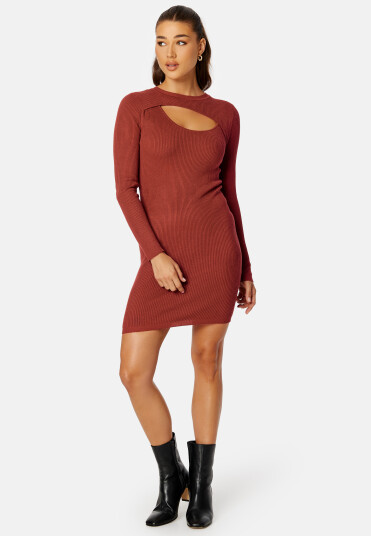ONLY Liza L/S Peek-A-Boo Dress Spiced Apple XS