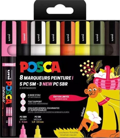 Posca PC-5M Tusjsett Blomsterfarger 8 Stk