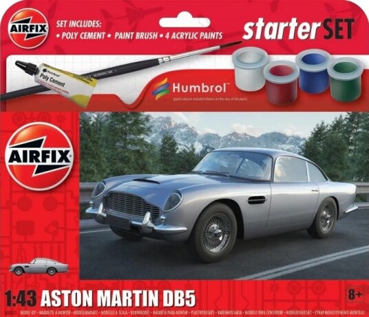 Airfix Aston Martin DB5 1:43 Startsett med 30 deler og akrylfarger