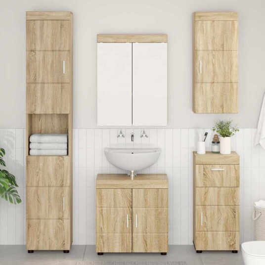 Baderom veggskap med hylle TULUM Sonoma eik 37 x 24,5 x 86 cm