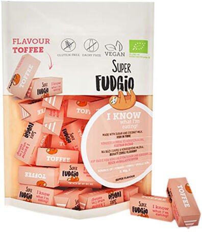 Super Fudgio Veganske karameller m toffeesmak Øko - 150 g Super Fudgio Veganske karameller m toffeesmak Øko - 150 g