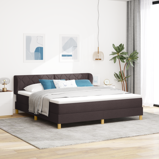 Box Spring Seng med Madrass Mørk Brun 180x200 cm Stoff