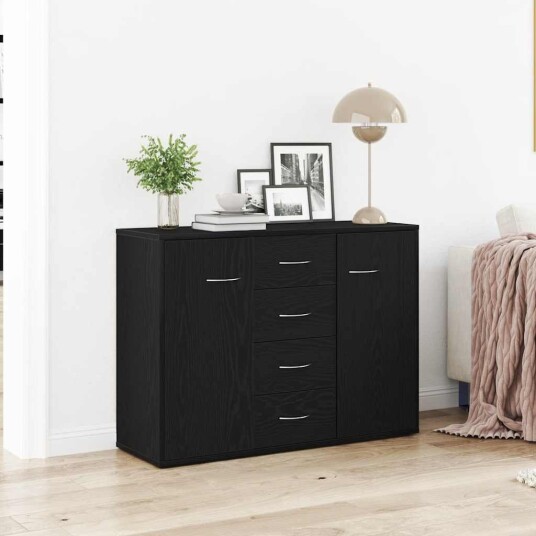  Skjenk svart eik 88x30x64 cm konstruert tre
