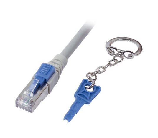 SYNERGY Patchkabel RJ45, CAT6A 500Mhz, 7.5m, grau, S-STP(S/FTP),mit Schloss, Synergy 21