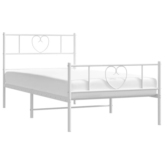  Sengeramme i metall med hodeog fotgavl hvit 107x203 cm