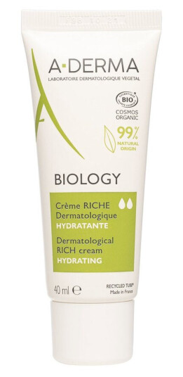 A-Derma Biology Fuktighetsgivende Ansiktskrem 40ml Økologisk for Sensitiv Hud