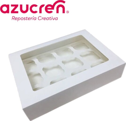 Azucren Cupcake Eske Hvit Til 12 Cupcakes | Slikkepott.No