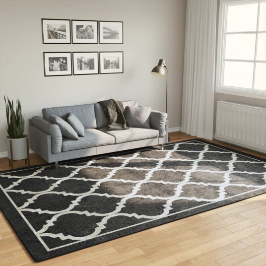 Teppe vaskbart svart og hvit 190x300 cm sklisikkert