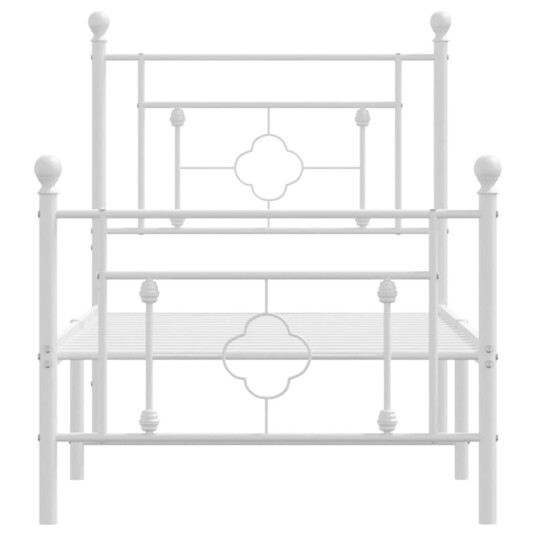 vidaXL Sengeramme i metall med hode- og fotgavl hvit 75x190 cm 8721012249295