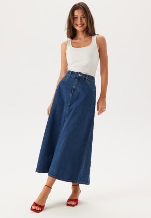Pieces Pcabbi Mw A-shape Ankle Skirt Medium Blue Denim XS