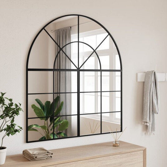 vidaXL Veggspeil svart 100x50 cm buet jern vidaXL Veggspeil svart 100x50 cm buet jern