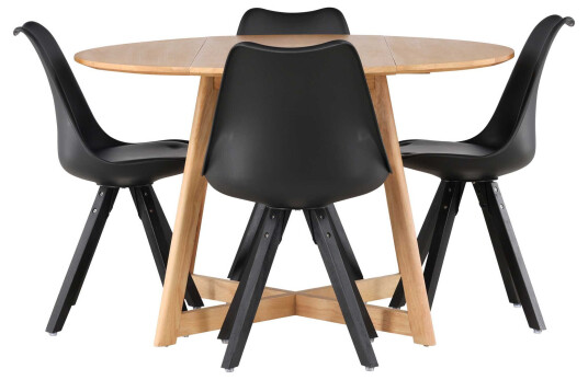 Venture Design Yadikon & Zeno spisegruppe Svart/brun 4 stoler & bord 120 cm
