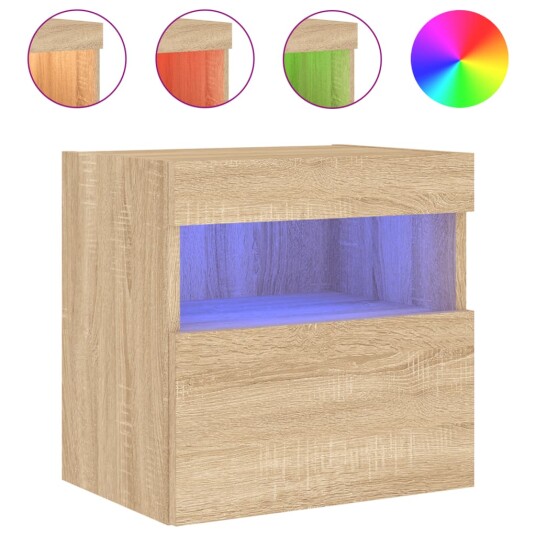  Vegghengt TV-benk med LED sonoma eik 40x30x40 cm 837173