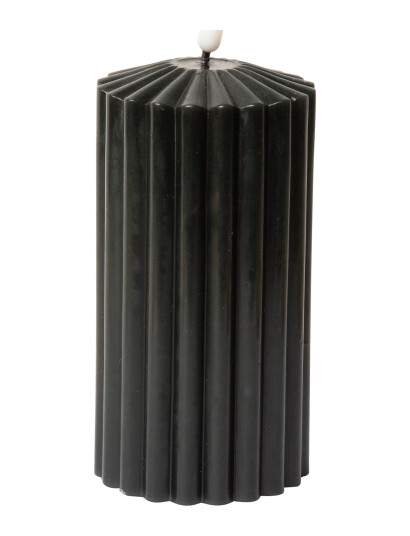 C"est Bon Striped Led Pillar Candle - Grey - H15CM