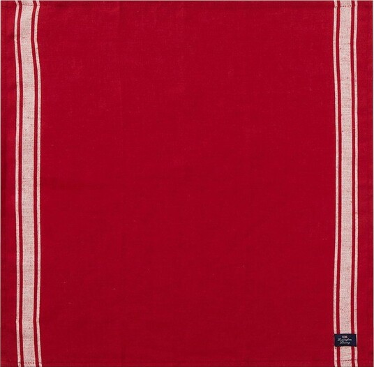 Lexington Serviett Cotton Linen Napkin with Side Stripes Rød