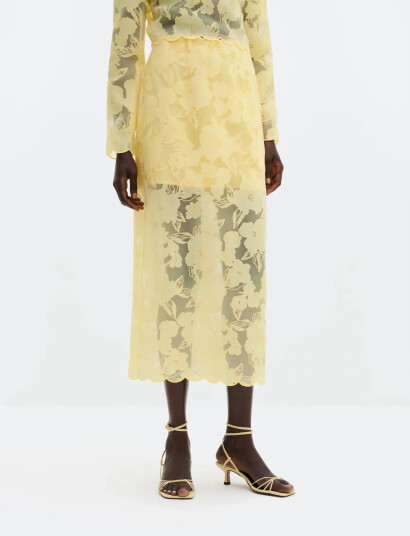 Malina Anabelle Lace Midi Skirt Yellow 42