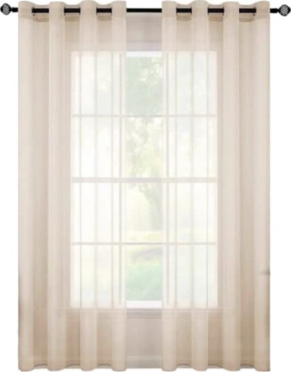 2 pakning gjennomsiktige voilegardiner med maljer for stue og soverom 140 x 225 cm