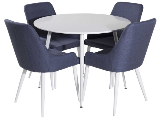 Venture Design Plaza & Plaza spisegruppe Hvit/blå 4 st stoler & bord 100 cm