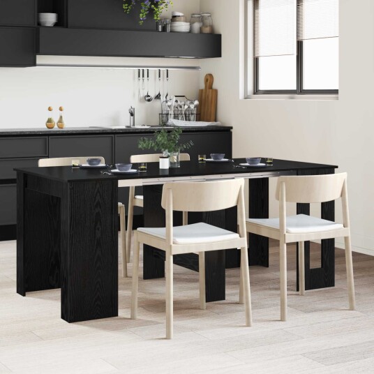 vidaXL Spisebord 180 x 85 x 75 cm Konstruert tre Svart eik Rektangulær