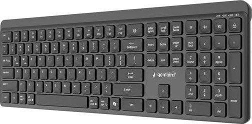 Gembird Dual-Mode Pro-Business Slim Full Size Tastatur QWERTY US Engelsk Svart KB-WPS-03