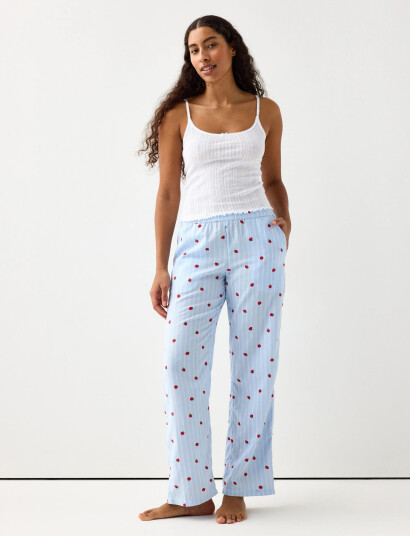 Lindex Pyjama Trousers Light Woven Blue XS Lindex Pyjama Trousers Light Woven Blue XS