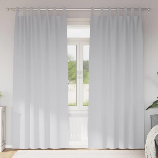 Gardiner med gardiner 2 pcs Lys grå Polyester