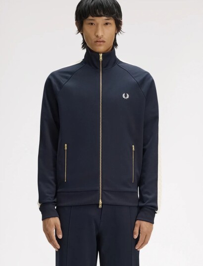 Fred Perry Cable Taped Track Jkt Navy XS Fred Perry Cable Taped Track Jkt Navy XS