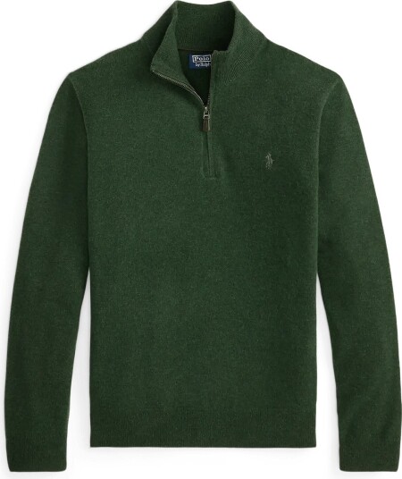 Polo Ralph Lauren Wool Quarter Zip Sweater   LODGEPOLE PINE HE   M