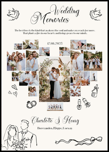 Wedding Memories Photo Collage Plakat Plakat / 21x30cm