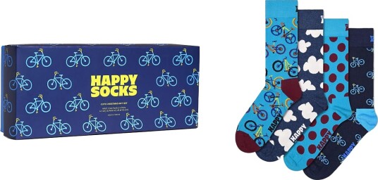 Happy Socks 4 Pack Bike Socks Gift Set Blue 36 40