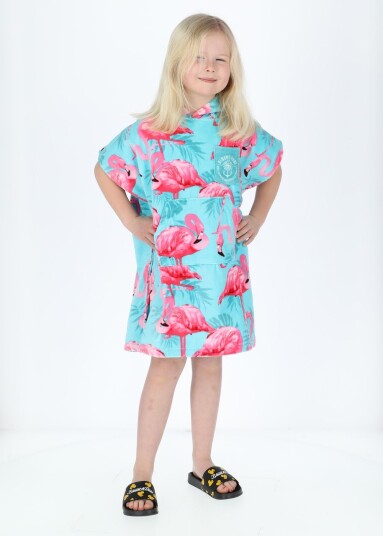 Blount & Pool Tropical Beach Poncho Kids Turquoise Flamingo Onesize Badeklær Blount & Pool Tropical Beach Poncho Kids Turquoise Flamingo Onesize Badeklær