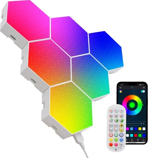 Ledlife 6 stk. RGBIC Hexagon Vegglys Vegglampe RGBIC Ledlife 6 stk. RGBIC Hexagon Vegglys Vegglampe RGBIC