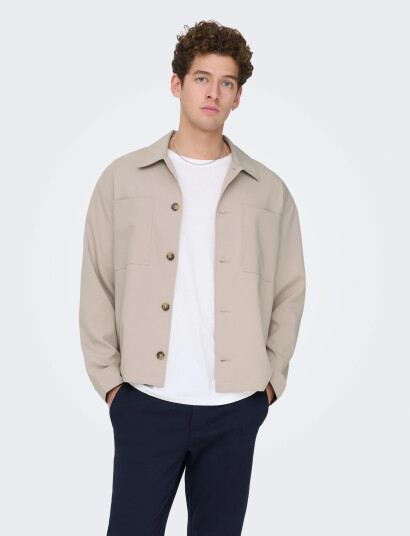 ONLY & SONS Onswill 0292 Loose Overshirt   Beige   S