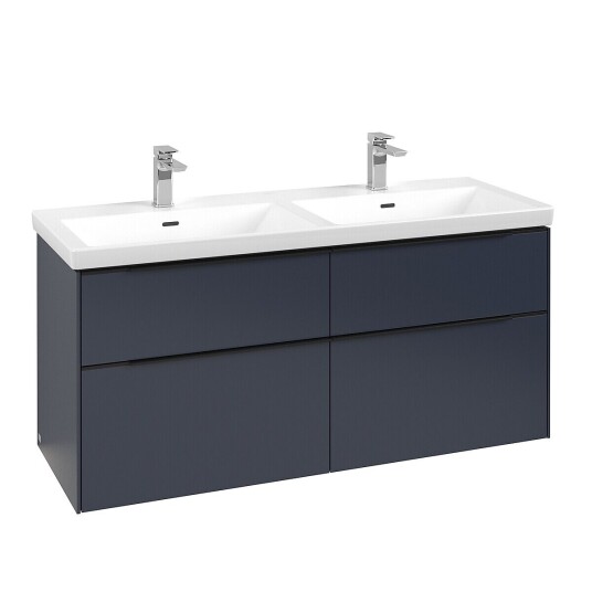 Villeroy & Boch Subway 3.0 Servantskap m/4 skuffer 1272x576x478 mm Blå Matt Villeroy & Boch Subway 3.0 Servantskap m/4 skuffer 1272x576x478 mm Blå Matt