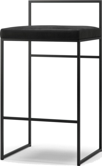 Department Barstol med Ryggstøtte 80 cm Sort/Sort Fløyel Department Barstol med Ryggstøtte 80 cm Sort/Sort Fløyel
