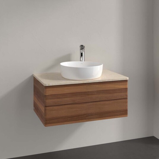 Villeroy & Boch  Antao Servantskap med 2 skuffer 80x50x36 cm m/lys Valnøtt/Crème