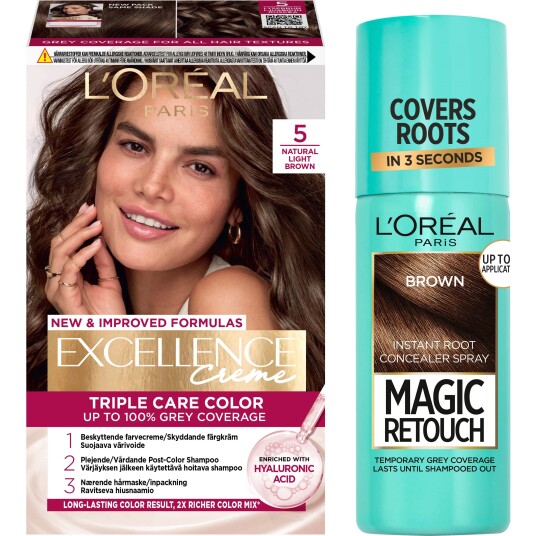 Loreal Paris Bundle Excellence 5 Natural Light Brown & Magic Retouch R Loreal Paris Bundle Excellence 5 Natural Light Brown & Magic Retouch R