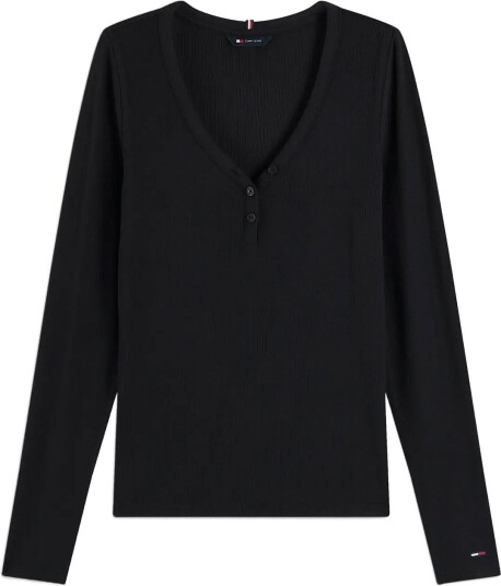 Tommy Jeans Tjw Slim Henley Ls Top Black S