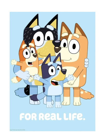 Poster & Frame Bluey Family For Real Life Blue 50x70cm Poster & Frame Bluey Family For Real Life Blue 50x70cm