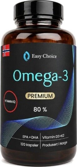 Easy Choice omega-3 premium 80% med D3 og K2 120 kap