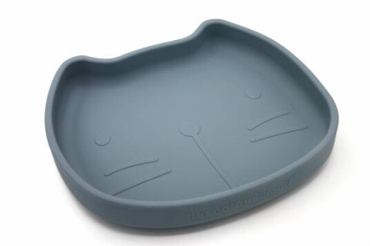 The Cotton Cloud Silicone Suction Tallerken Katt Pippa Blå The Cotton Cloud Silicone Suction Tallerken Katt Pippa Blå