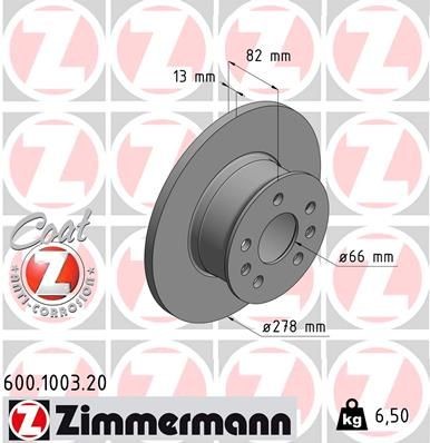 Bremseskive ZIMMERMANN 600.1003.20