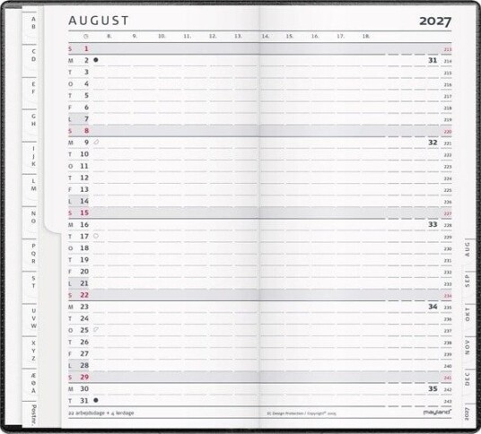 Mayland Index Planner mnedskalender sort vinyl 2027