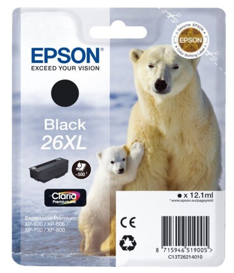 Epson T2621 XL Blekkpatron, svart