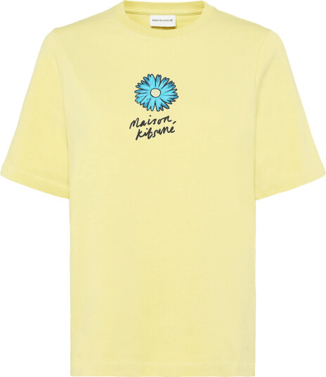Maison Kitsune Floating Flower Comfort Tee Shirt Yellow XS Maison Kitsune Floating Flower Comfort Tee Shirt Yellow XS