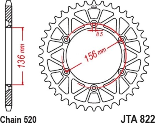 JTSPROCKETS JTA822.51BLK Kjedehjul