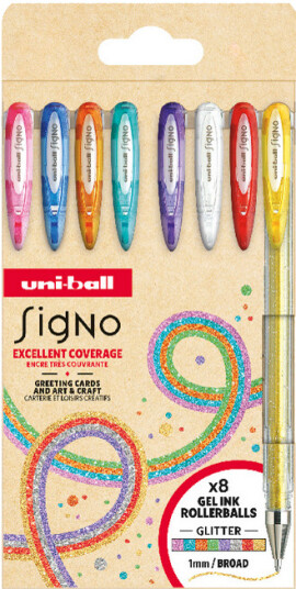 Uni Ball Signo Gel Ink Penne 8Stk Glitter Farver Umn-120 (Glitter Colours) 1,0Mm Streg