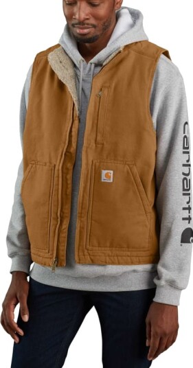 Carhartt Men's Washed Duck Lined Mock Neck Vest XXL , ® Brown Carhartt Men's Washed Duck Lined Mock Neck Vest XXL , ® Brown