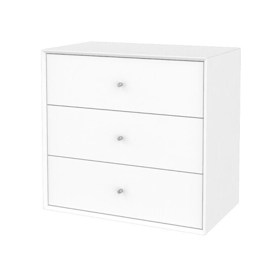 The Box Vegghengt Nattbord 54x58cm - Hvit Med 3 Skuffer